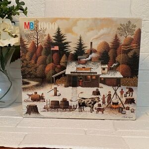 MB 1000-Piece Winter Sugar Shack Puzzle - Brown, White